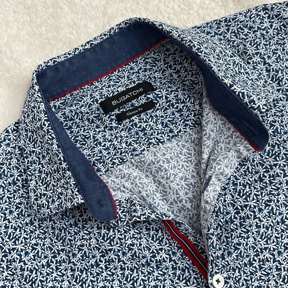 BUGATCHI Men’s Classic Fit 100% Cotton Long Sleeve‎ Button Up Floral Preppy L - Picture 5 of 11
